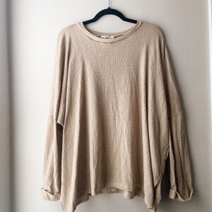 Carly Jean Los Angeles Tan Waffle Knit Top